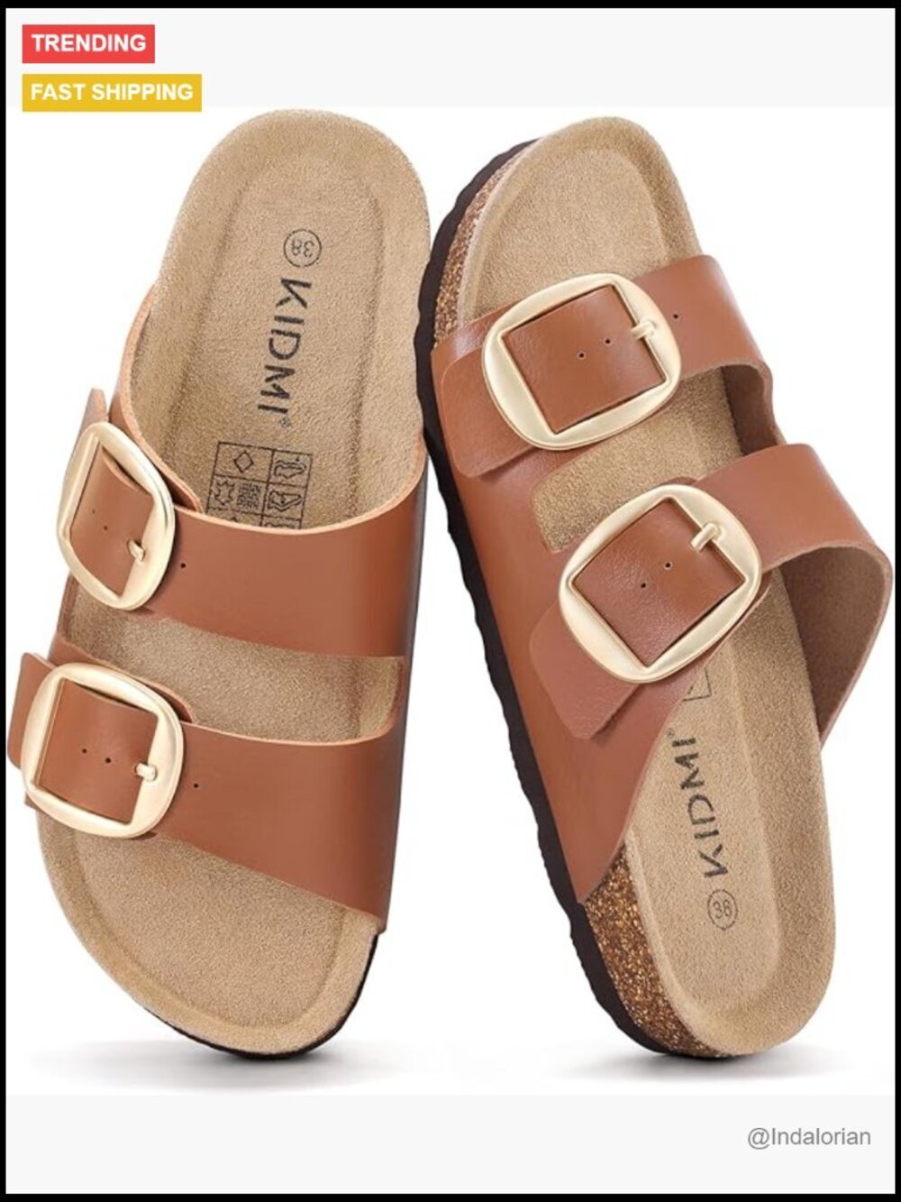 Cork Footbed Slide Sandals with Arch Support Adjustable Buckle